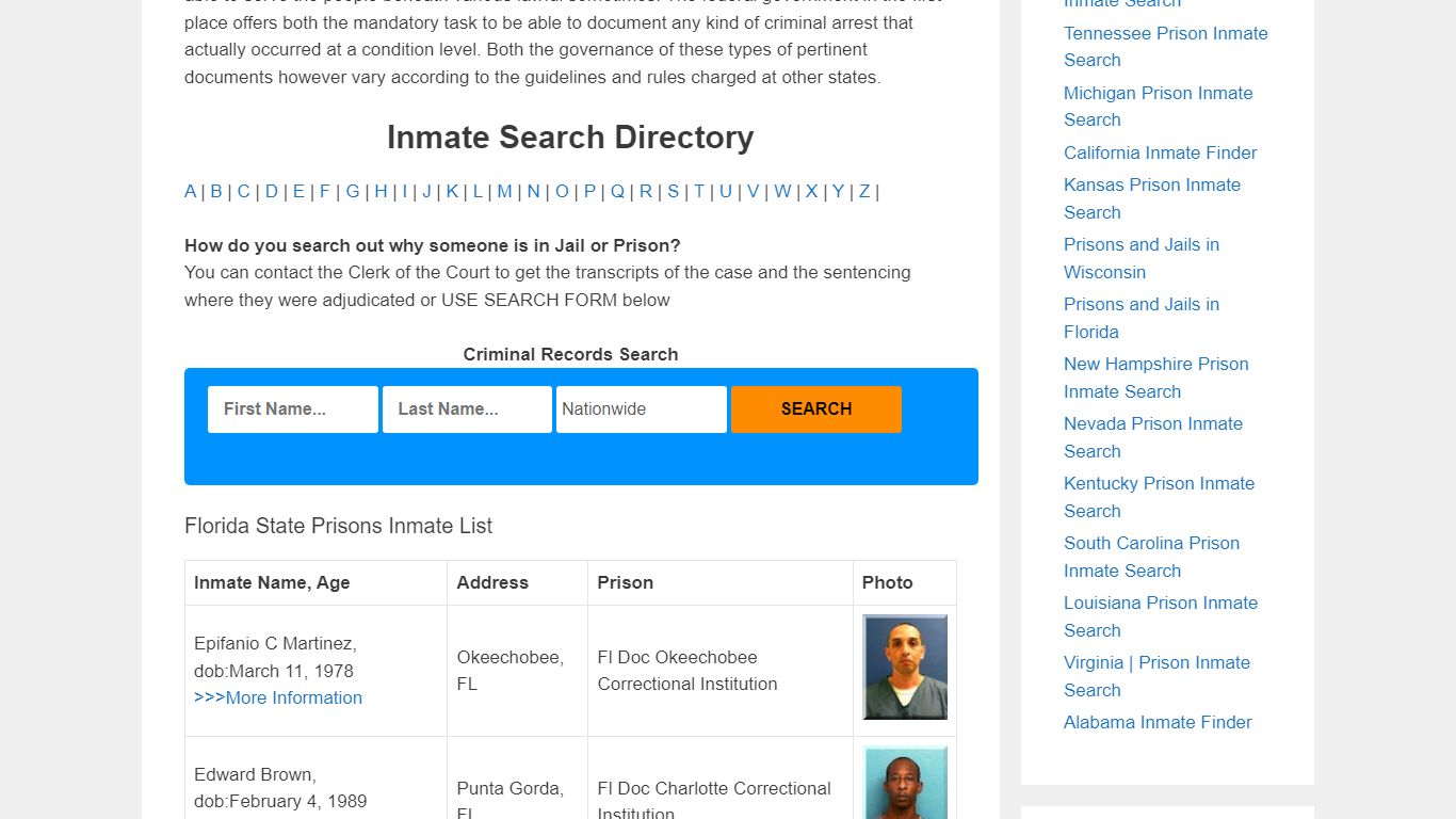 Florida State Prison Inmate Search